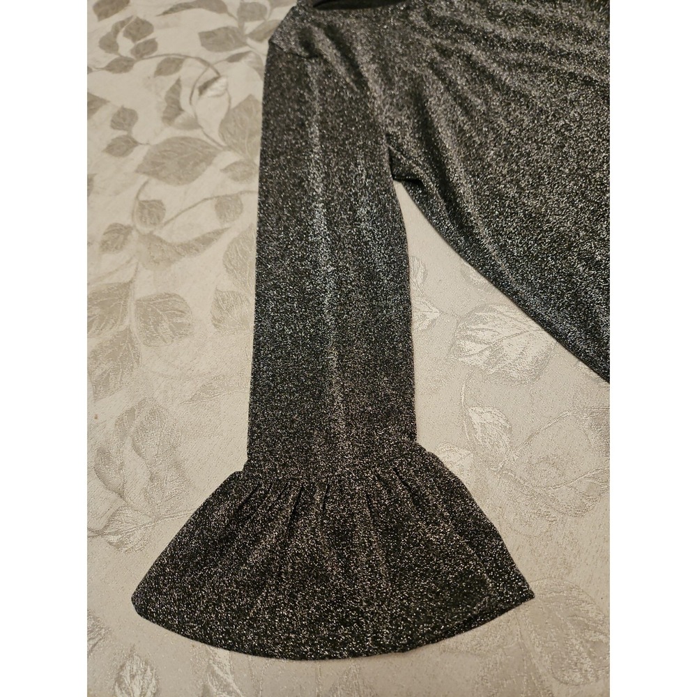 J Crew Blouse L Black Metallic Dark Fairy Shimmer Gam Feminine Sparkle Event - Picture 15 of 15